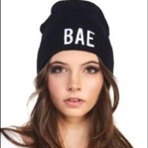 Pom Beanie “BAE” Wet Seal,Black, NWT